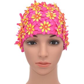 Swim Cap Floral Petal Retro Style Bathing Caps for Women