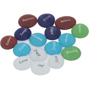 Heart Healing Crystals 16Pcs Inspirational Stones Worry Stones Party Rocks Decorative Stone with Words