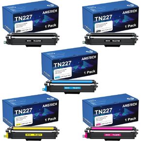 Compatible Toner Cartridges Replacement for TN227 TN-223BK/C/M/Y Toner Cartridge 5 Pack Compatible for Brother TN-227BK/C/M/Y TN223 MFC-L3750CDW MFC-L3770CDW HL-L3270CDW MFC-L3710CW Printer