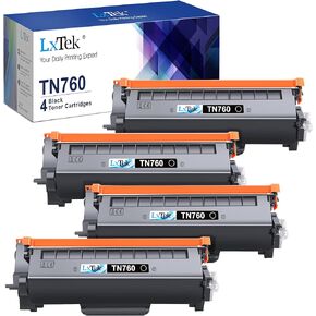 LxTek Compatible Toner Cartridge Replacement for Brother TN760 TN 760 TN730 TN 730 to Compatible with MFC-L2710DW HL-L2350DW HL-L2370DWXL MFC-L2750DW HL-L2395DW MFC-L2690DW Tray (Black, 4 Pack)