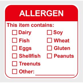 Allergen Warning Stickers,MeshaKippa 2x2" 300pcs Square Pink Food Allergy Label for The Party,Restaurants