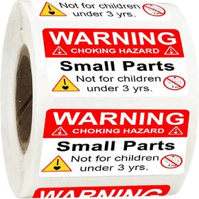 wootile Choking Warning Hazard Labels 1x 2 Inch Choking Warning Labels Red Small Parts Suffocation Warning Stickers Not for Children Under 3 Years Labels for Packing Shipping 500 pcs
