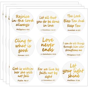 Jesus Faith Stickers,1.5 Inch Bible Verse Gold Foil Stickers Christian Christmas Religious Inspirational Stickers Scripture Inspirational Sticker Bible Quote Stickers,120 Pcs