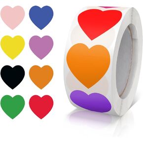 Black Heart Stickers Roll 1 Inch Valentine's Day Love Shape Labels Waterproof Removable for Craft Envelopes Boxes Gift Tags Bags Wedding 500 PCS