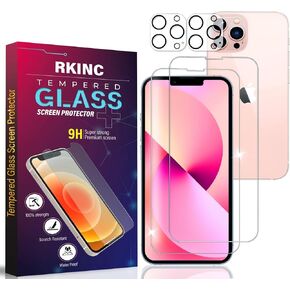 Screen Protector [2 + 2 Pack] for iPhone 13 Pro Max 6.7-Inch, Tempered Glass Film Screen Protector with 2 Camera lens Protector [LifetimeWarranty][Anti-Scratch][Anti-Shatter]