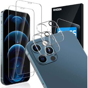 [4Pack] 2 Pack Screen Protector Tempered Glass Compatible with iPhone 12 PRO 5G (6.1")+2 Pack Camera Lens Protector Tempered Glass for iPhone 12 PRO, HD Clear Anti-Scratch Bubble Free Case Friendly