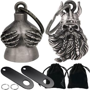 Dream Apparel 2 Pack Motorcycle Bells for Bikers Riders Men Women Angel Bells with Bell Hangers, Ride Riding Bells Motorcycle Accessories Spirit Bells for Good Luck, Motorcycle Gifts, Road Demon Bells
