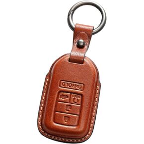 compatible with Honda key fob cover leather keychain holder shell case compatible with Honda Accord sport Civic Si CRV HRV EXL Clarity Insight Passport Pilot accessories