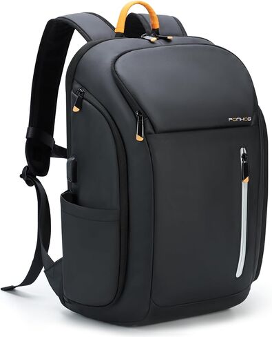 حقيبة ظهر للأعمال للرجال - حقيبة ظهر مقاومة للماء تناسب الكمبيوتر المحمول مقاس 17.3 بوصة، حقيبة ظهر للسفر من النايلون 900D مع منفذ شحن USB وجيب مضاد للسرقة، حقيبة ظهر ذكية سوداء سعة 30 لترًا in Kuwait