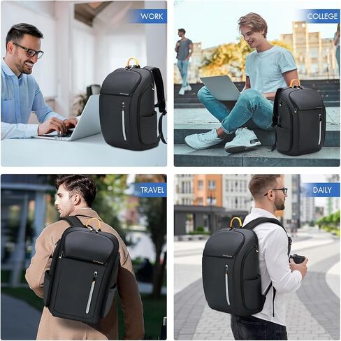 حقيبة ظهر للأعمال للرجال - حقيبة ظهر مقاومة للماء تناسب الكمبيوتر المحمول مقاس 17.3 بوصة، حقيبة ظهر للسفر من النايلون 900D مع منفذ شحن USB وجيب مضاد للسرقة، حقيبة ظهر ذكية سوداء سعة 30 لترًا in Kuwait