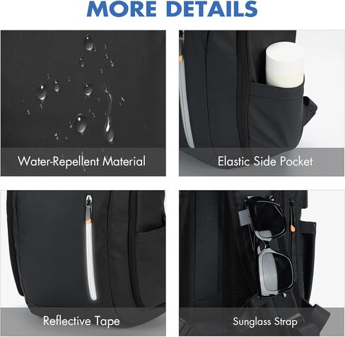 حقيبة ظهر للأعمال للرجال - حقيبة ظهر مقاومة للماء تناسب الكمبيوتر المحمول مقاس 17.3 بوصة، حقيبة ظهر للسفر من النايلون 900D مع منفذ شحن USB وجيب مضاد للسرقة، حقيبة ظهر ذكية سوداء سعة 30 لترًا in Kuwait