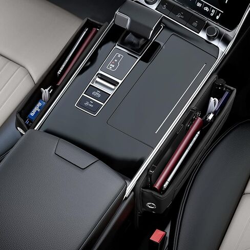 حشو فجوة السيارة من BUENAVO - منظم حشو فجوات مقعد السيارة المناسب عالميًا - منظم السيارة من الجلد الفاخر للنساء والرجال - حشو فجوات مقعد السيارة من الجلد من Wanfuder (عبوتان باللون الأسود) in Kuwait