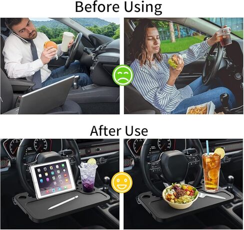 مكتب سيارة مقود السيارة | 2 في 1 مكتب سيارة عجلة القيادة | طاولة طعام للسيارة | مكتب سيارة متعدد الوظائف، مكتب كمبيوتر للسيارة، مناسب لمعظم عجلة قيادة المركبات، JMD-001 in Kuwait