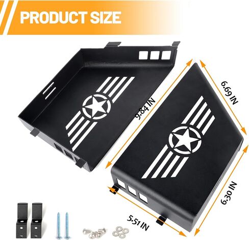 Rear Door Organizer Tray Door Storage Box Door Side Insert Organizer Five Star for 2007-2018 Jeep Wrangler JK 2/4 Door (2pcs) in Saudi Arabia
