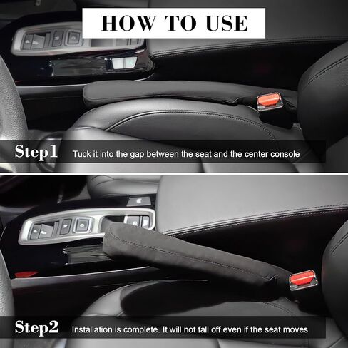منظم فجوات مقعد السيارة من القماش من Ouzorp مكون من قطعتين، يملأ الفجوة بين المقعد ووحدة التحكم، ويحافظ على مفاتيح الهواتف المحمولة وعملات المحفظة من السقوط باللون الأسود in Kuwait