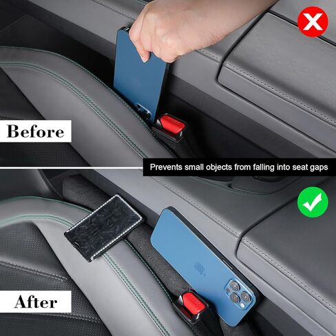 منظم فجوات مقعد السيارة من القماش من Ouzorp مكون من قطعتين، يملأ الفجوة بين المقعد ووحدة التحكم، ويحافظ على مفاتيح الهواتف المحمولة وعملات المحفظة من السقوط باللون الأسود in Kuwait
