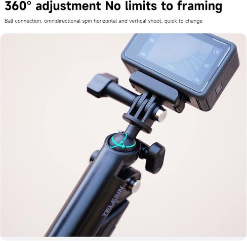 حامل هاتف ثلاثي القوائم مرن من TELESIN، ذراع محوري مفصل 360 ذراع مثبت بمقبض Monopod لـ GoPro Max 12 11 10 9 8 7 Insta360 X3 Ace Pro DJI Action 4 Osmo Pocket 3 ملحقات in Kuwait