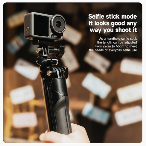 حامل هاتف ثلاثي القوائم مرن من TELESIN، ذراع محوري مفصل 360 ذراع مثبت بمقبض Monopod لـ GoPro Max 12 11 10 9 8 7 Insta360 X3 Ace Pro DJI Action 4 Osmo Pocket 3 ملحقات in Kuwait