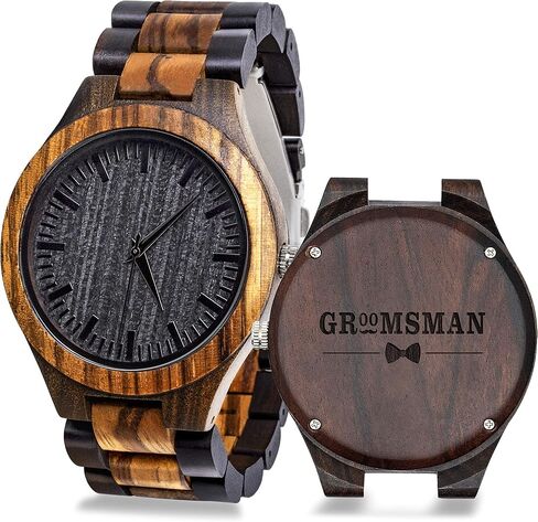kullder Personalized Engraved Watch for Best Man Groomsmen Gifts for Wedding Mens Custom Wooden Watches for Men Personalized Groomsmen Husband Dad Father Gifts Ideas in Saudi Arabia