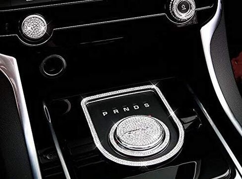 كريستال حجر الراين اكسسوارات السيارات بلينغ والعتاد التحول المقبض غطاء الديكور تقليم ملصق لجاكوار XF XE XJ F-Pace (فضي) in Kuwait