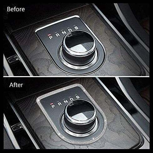 كريستال حجر الراين اكسسوارات السيارات بلينغ والعتاد التحول المقبض غطاء الديكور تقليم ملصق لجاكوار XF XE XJ F-Pace (فضي) in Kuwait