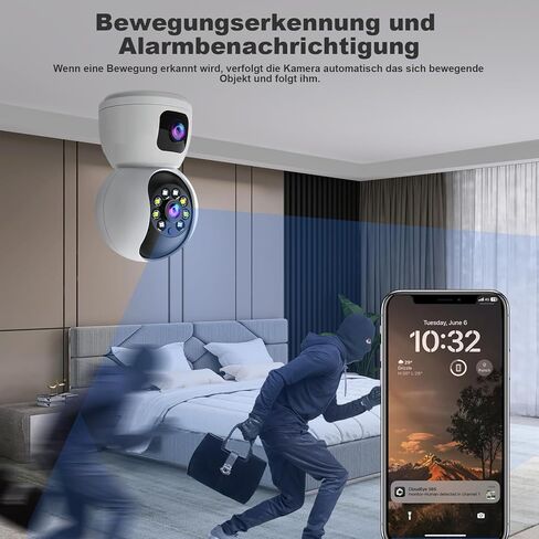 Dual Lens Indoor Security Camera 2MP,WiFi Indoor Security Camera,for Home Security Pet Camera,Motion Tracking, Color Night Vision,2-Way Audio,Indoor Camera with Phone App 2PCS in Kuwait