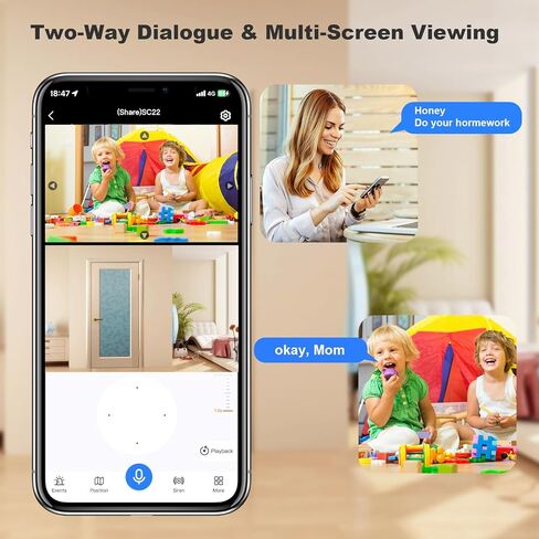 Dual Lens Indoor Security Camera 2MP,WiFi Indoor Security Camera,for Home Security Pet Camera,Motion Tracking, Color Night Vision,2-Way Audio,Indoor Camera with Phone App 2PCS in Saudi Arabia