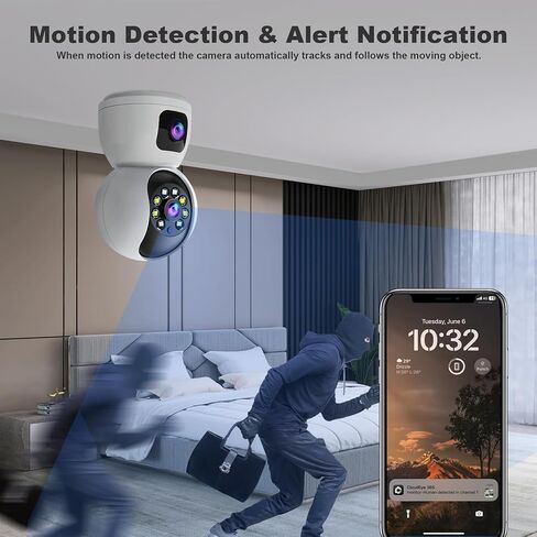 Dual Lens Indoor Security Camera 2MP,WiFi Indoor Security Camera,for Home Security Pet Camera,Motion Tracking, Color Night Vision,2-Way Audio,Indoor Camera with Phone App 2PCS in Saudi Arabia