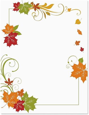 Current Autumn Leaves Fall Themed Stationery – For Holidays, Thanksgiving Letters, Hand-Written Notes, 25 Sheets, 8½ x 11 Inches, Printer Compatible, 70# Text Opaque Paper in Kuwait