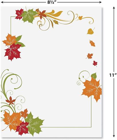 Current Autumn Leaves Fall Themed Stationery – For Holidays, Thanksgiving Letters, Hand-Written Notes, 25 Sheets, 8½ x 11 Inches, Printer Compatible, 70# Text Opaque Paper in Kuwait