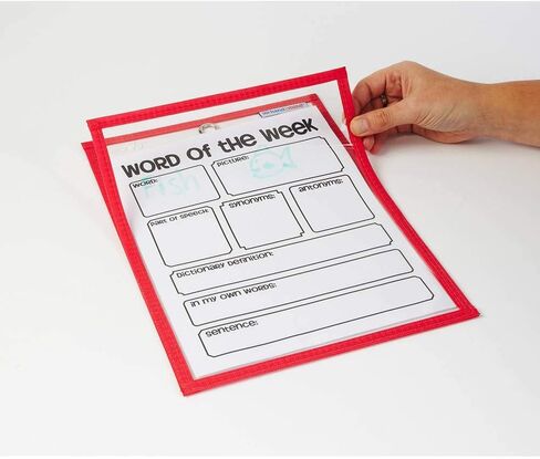 hand2mind Reusable Clear-Vu Dry Erase Pockets for Students, Dry Erase Office Supplies, Teacher Supplies for Classroom, School Supplies, Classroom Supplies (Pack of 5) in Saudi Arabia
