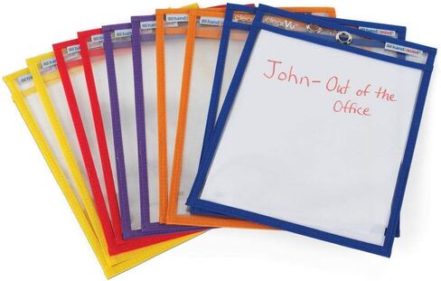 hand2mind Reusable Clear-Vu Dry Erase Pockets for Students, Dry Erase Office Supplies, Teacher Supplies for Classroom, School Supplies, Classroom Supplies (Pack of 5) in Saudi Arabia