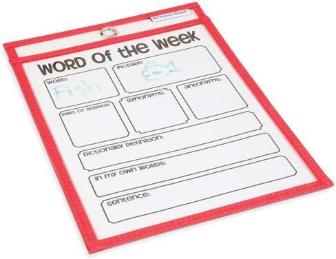 hand2mind Reusable Clear-Vu Dry Erase Pockets for Students, Dry Erase Office Supplies, Teacher Supplies for Classroom, School Supplies, Classroom Supplies (Pack of 5) in Saudi Arabia