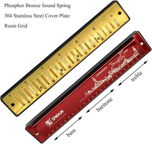Harmonica Mouth Organ Harp Armonica 24 Hole Key of C Diatonic Polyphonic Blues Harmonica Professional Music Instrument for Kids Adults Beginner Gift in Kuwait