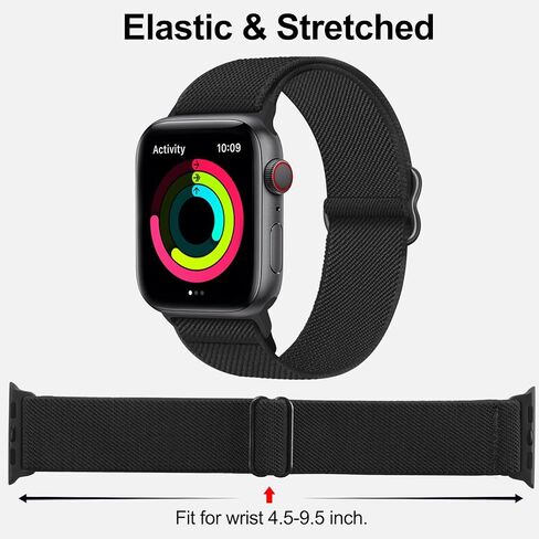 Swhatty 15 Pack Stretchy Nylon Solo Loop Bands Compatible with Apple Watch 49mm 45mm 44mm 42mm 41mm 40mm 38mm, Braided Sport Elastics Women Men Strap for iWatch SE Ultra 1 2 Series 9 8 7 6 5 4 3 2 1 in Kuwait