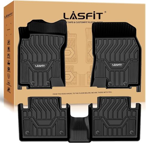 LASFIT Floor Mats for 2014-2020 Nissan Rogue, All Weather Upgraded Custom Fit TPE Floor Liners (Not fit Rogue Sport or Select Models), 1st & 2nd Row, Black in Saudi Arabia