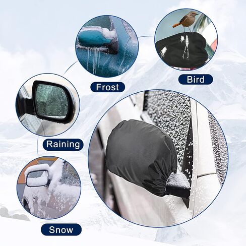 غطاء ثلج مرآة جانبية للسيارة من Ajxn، يناسب معظم السيارات وسيارات الدفع الرباعي والشاحنات والشاحنات، مادة مقاومة للماء، غطاء مرآة ثلج ناعم يحافظ على الجليد والثلج باللون الأسود #DZ1(15 بوصة × 14 بوصة) in Saudi Arabia