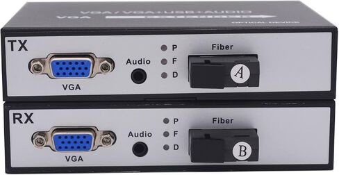 Primeda VGA Over Fiber Extenders Converters,Video Audio Over Fiber Optic, SC Fiber Port, Singlemode up to 20Km(12.4miles) Uncompressed,with 3.5mm Audio in Saudi Arabia
