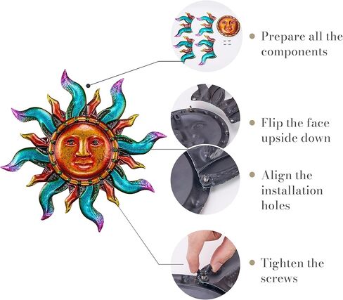 مجموعات تيريزا فن جدار معدني للديكور في الهواء الطلق، ديكور جداري داخلي ملون لغرفة المعيشة المنزلية، منحوتات جدارية معلقة لسياج الحديقة، هدايا ديكورات المزرعة للتدفئة المنزلية in Kuwait