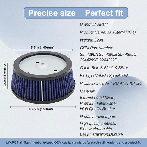 فلتر هواء 29442-99C متوافق مع Harley Screamin Eagle Road King FatBoy Electra Glide Softail Springer Dyna Road Glide 2944299A 2944299B 2944299D 2944299E in Kuwait