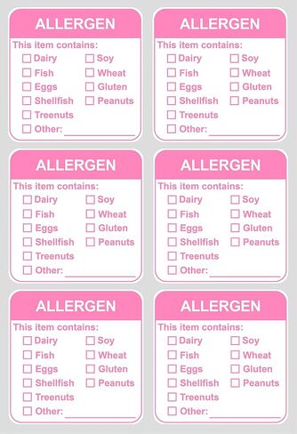Allergen Warning Stickers,MeshaKippa 2x2" 300pcs Square Pink Food Allergy Label for The Party,Restaurants in Kuwait