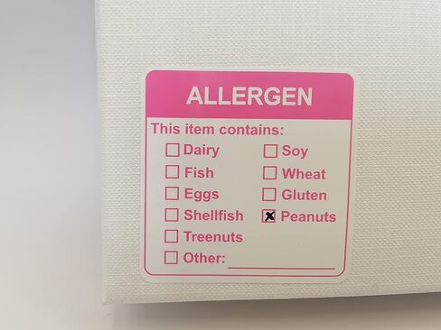 Allergen Warning Stickers,MeshaKippa 2x2" 300pcs Square Pink Food Allergy Label for The Party,Restaurants in Kuwait