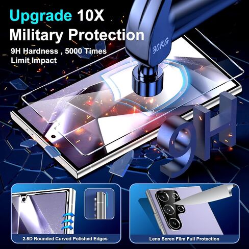 [عبوة من 3+2] واقي شاشة Samsung Galaxy S24 Ultra، زجاج مقسى 9H، مجموعة محاذاة تلقائية، دعم بصمات الأصابع بالموجات فوق الصوتية، جراب مناسب لهاتف Samsung S24 Ultra Glass Screen Protector 5G in Saudi Arabia