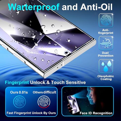 [عبوة من 3+2] واقي شاشة Samsung Galaxy S24 Ultra، زجاج مقسى 9H، مجموعة محاذاة تلقائية، دعم بصمات الأصابع بالموجات فوق الصوتية، جراب مناسب لهاتف Samsung S24 Ultra Glass Screen Protector 5G in Saudi Arabia