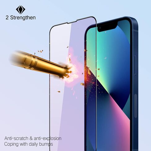 واقي شاشة مضاد للضوء الأزرق مصمم لهاتف iPhone 13/ iPhone 13 Pro 2021 مقاس 6.1 بوصة، زجاج مقسى عالي الدقة يحجب الضوء الأزرق - حماية العين ضد تعب العين وجفاف العين وخالي من الفقاعات in Kuwait