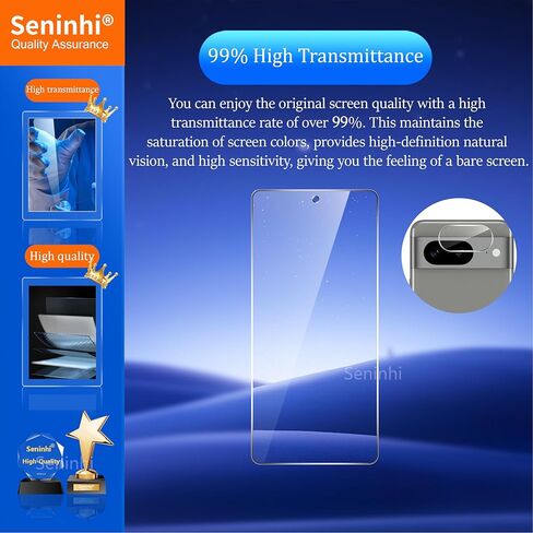 [3+3 عبوات] لواقي شاشة Google Pixel 8 3 عبوات + واقي عدسة الكاميرا 3 عبوات، واقي شاشة من الزجاج المقسى [مع إطار سهل التركيب] [صلابة 9H] [مضاد للخدش] [فقاعة in Kuwait