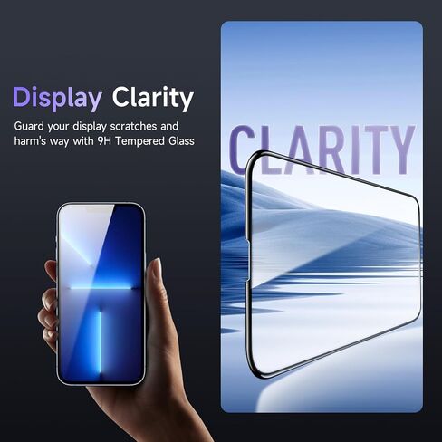 قطعتان من واقي الشاشة 14 متوافق مع iPhone 14 [6.1 بوصة] زجاج مقسى 5D، صلابة سطح 9H، مقاوم للكسر، بدون فقاعات، شفاف وغير مسبب للدوار in Kuwait