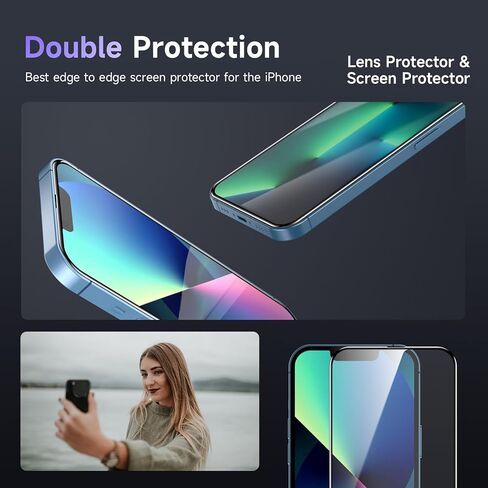 قطعتان من واقي الشاشة 14 متوافق مع iPhone 14 [6.1 بوصة] زجاج مقسى 5D، صلابة سطح 9H، مقاوم للكسر، بدون فقاعات، شفاف وغير مسبب للدوار in Kuwait