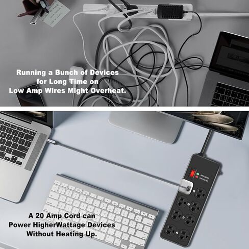 HEZI 20Amp Heavy Duty Surge Protector with 8 Outlets,6FT Extension Cord in Kuwait