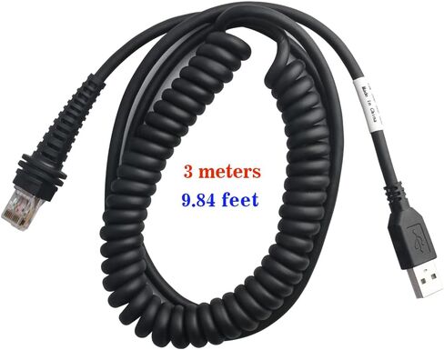 كابل ماسح الباركود RJ45 إلى منفذ USB متوافق مع مترولوجيك MS3780 فيوجن MS1633 MS9540 Voyager MS9524 YJ3300 مسدس ماسح الباركود (منفذ USB ملفوف 3M / 9FT) in Saudi Arabia
